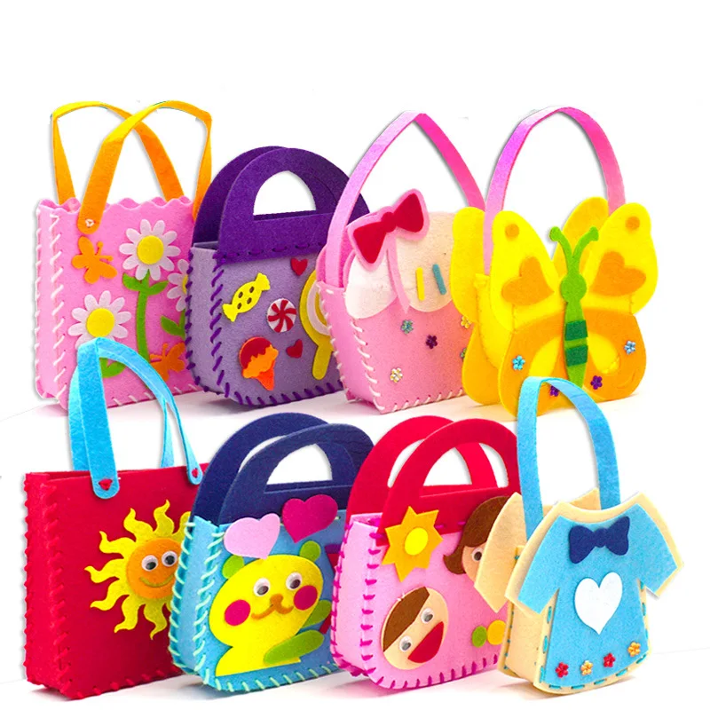 

Girls Creative Materials Handmade DIY Bag Non-Woven Fabric Handbags Kindergarten Children's Hand-sewn Bags Educational Toys