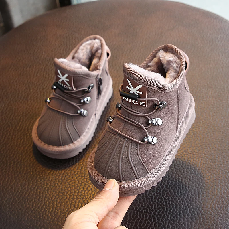 Зимние ботинки для девочек Новинка 2019 года теплая и нескользящая обувь из хлопка