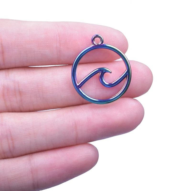 

Round Mountain Waves Eagle Pendant Necklaces For Women Men Simplicity Choker Jewelry Gift Woman's Neck Chain Rainbow Kpop Trendy