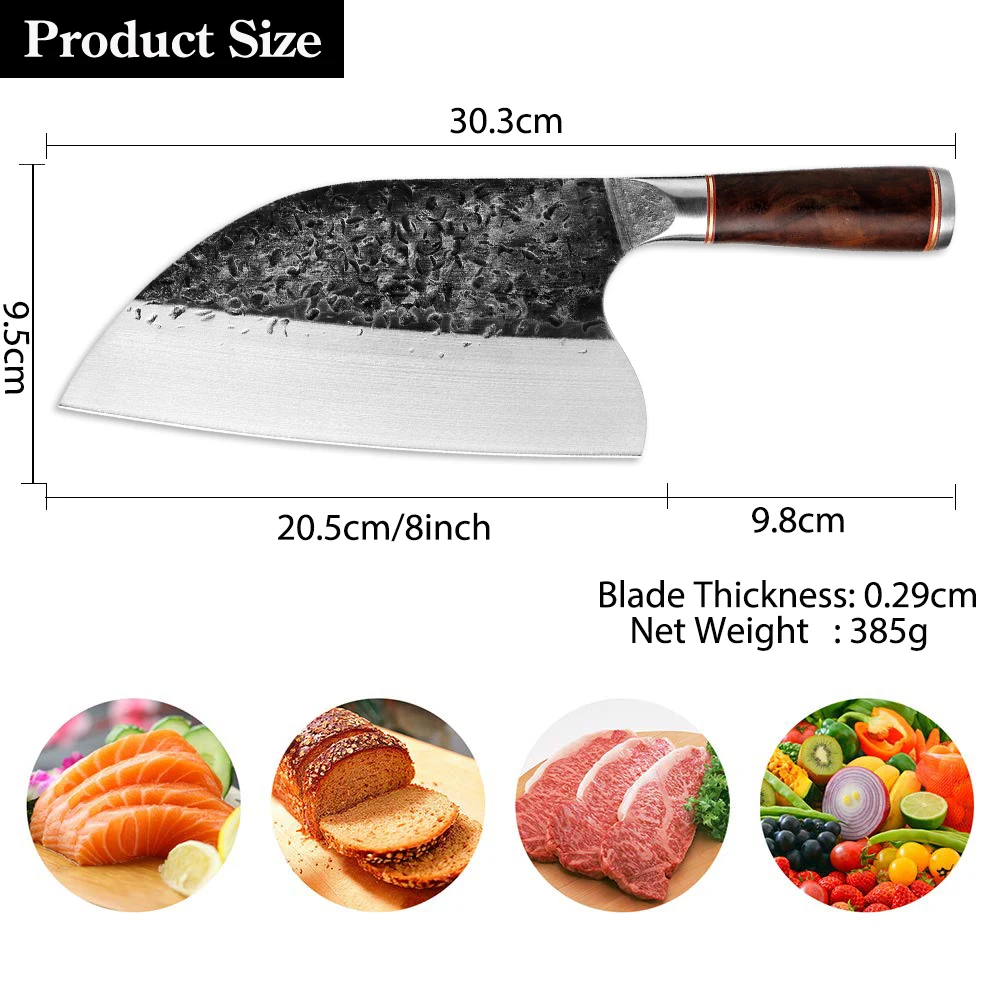 

Stainless Steel Chef Knife Handmade Forged Sharp Cleaver Wide blade Professional Butcher Knife Utility Vegetable Knives