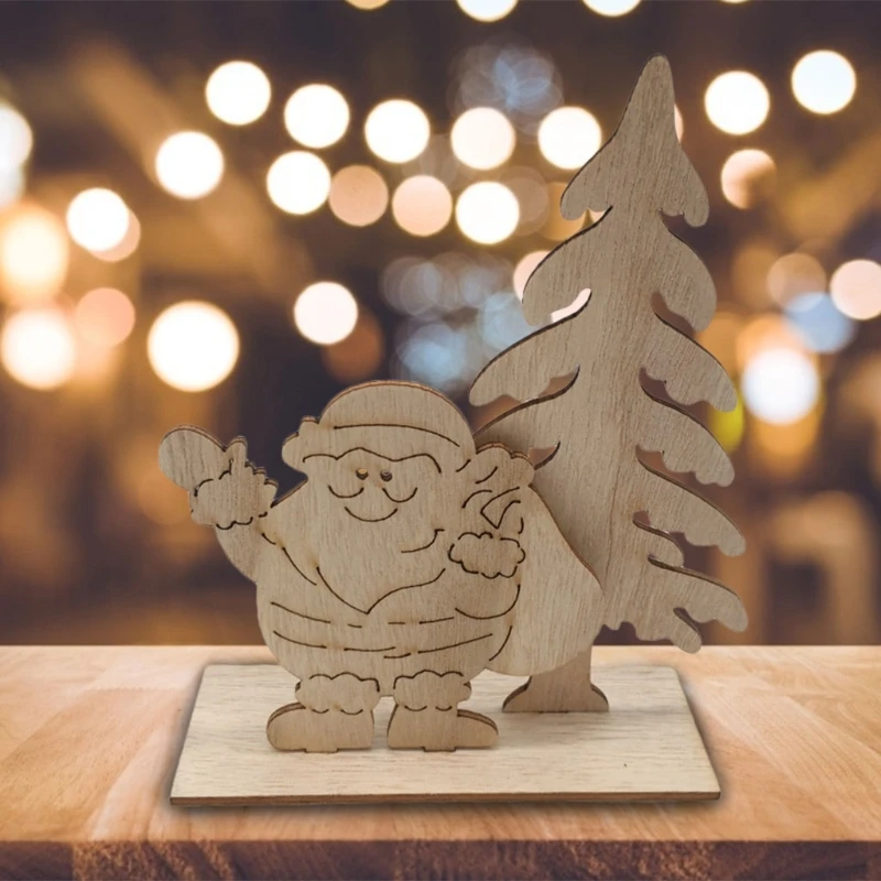 

Wooden Christmas Decoration Santa Claus Elk Xmas Trees Craft New Year Festival Party Office Study Household Ornaments