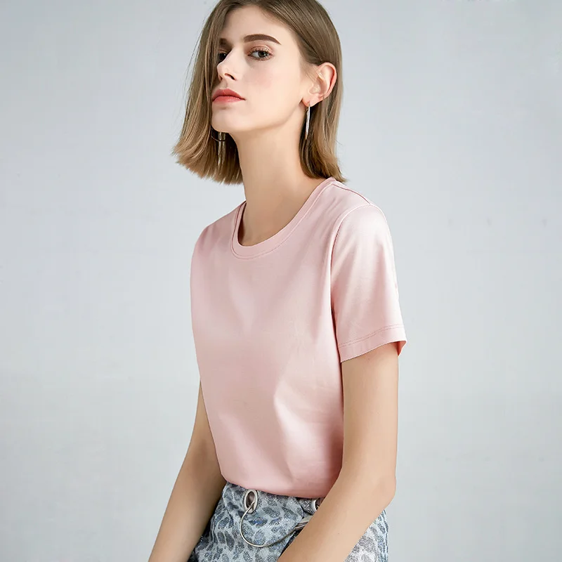 

T Shirts Women T-Shirt Tshirts Lady Solid Color Tees Short Sleeve Female Summer Tops For Woman T-Shirts