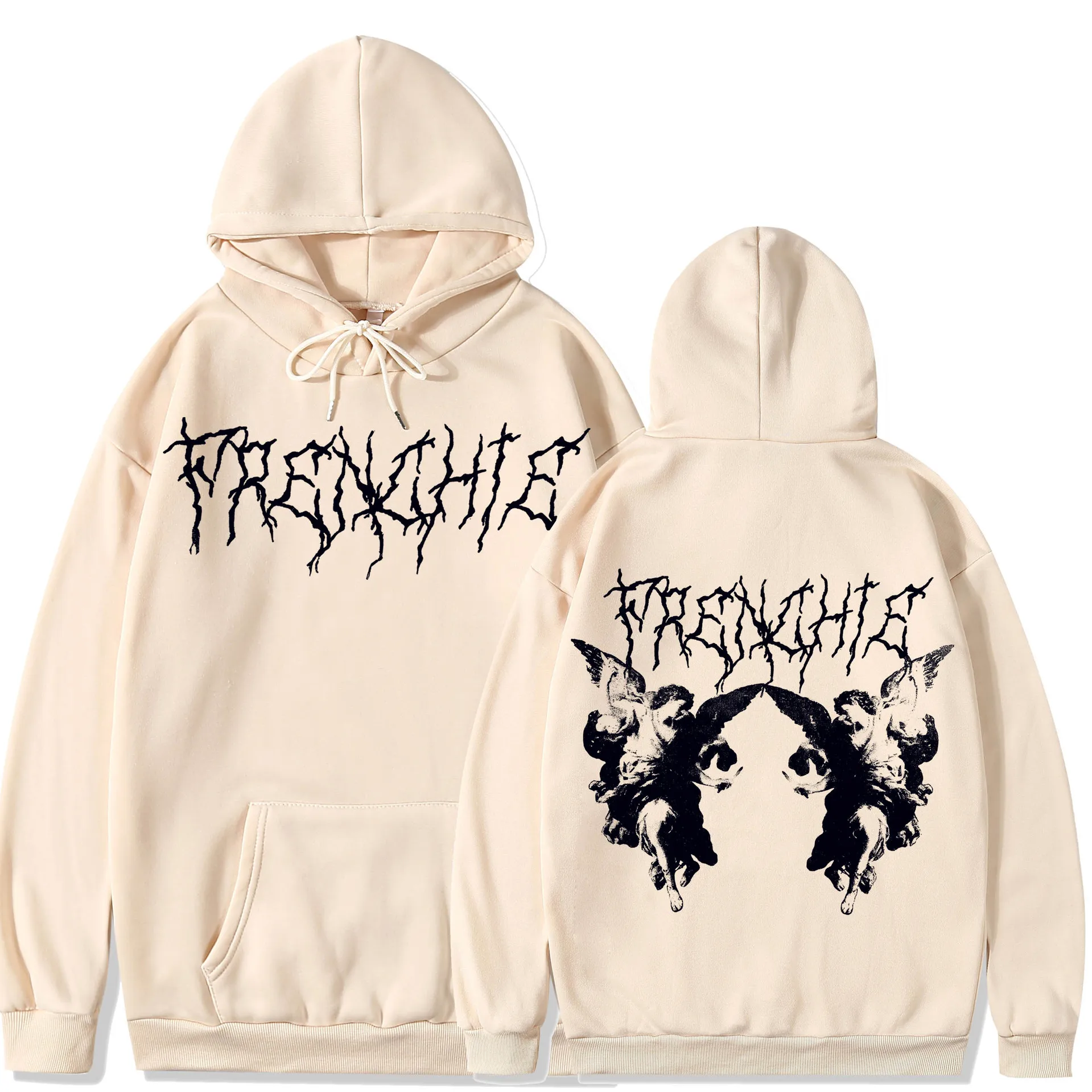 

Women Man Loose Street Sports Zipper Cardigan Y2k Hood Sweatshirt Harajuku Dark Devil Angel Couple Hip Hop Gothic Oversize Wear