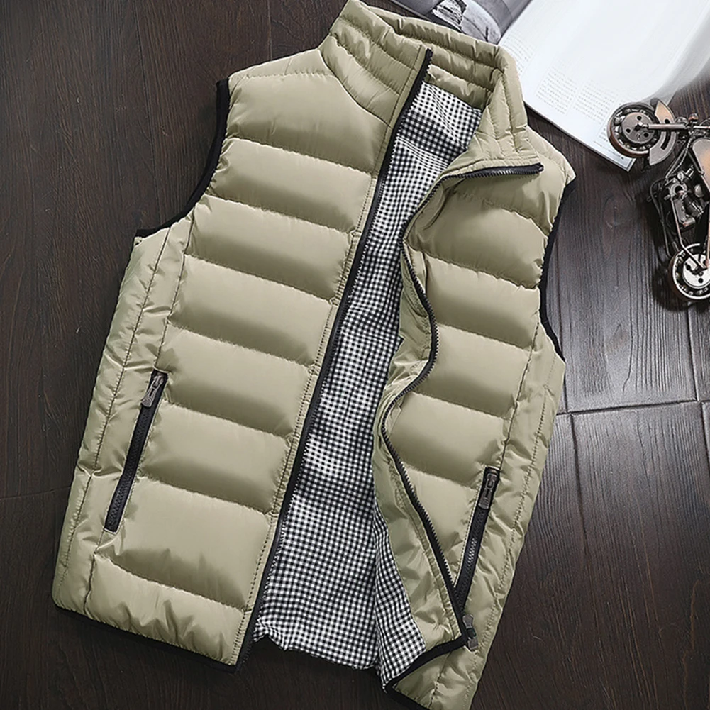 Мужские куртки жилеты зимний мужской теплый жилет без рукавов клетчатый со