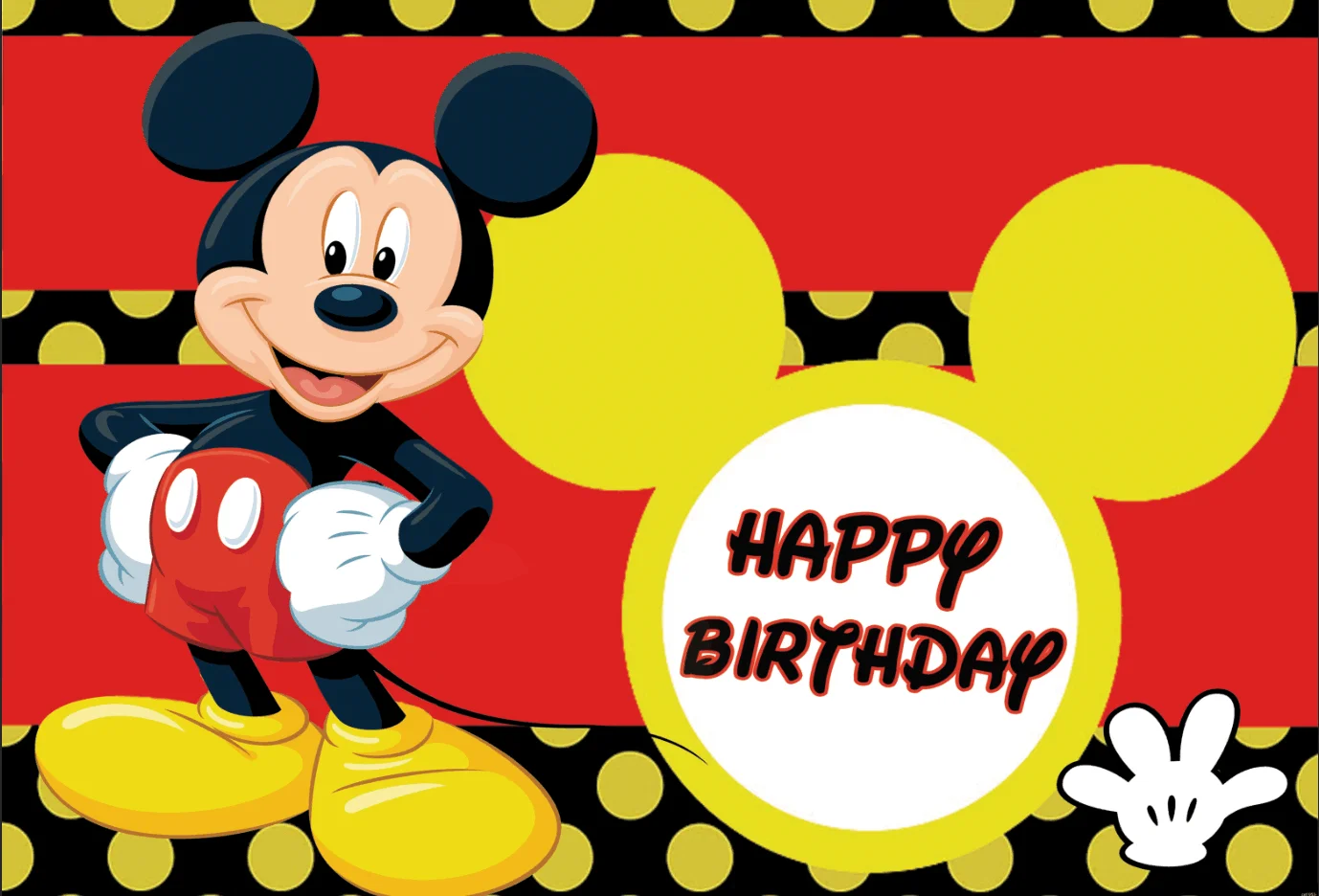 Виниловый фон для фотостудии с Микки Маусом на заказ день рождения 7x5FT 220 см x 150