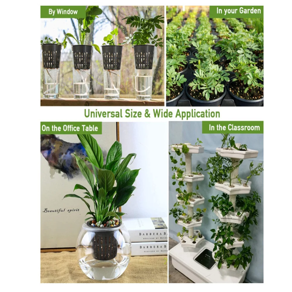 

25pcs/set Plastic Garden Plant Grow Net Nursery Pots Cup Hydroponics Plant Bucket
