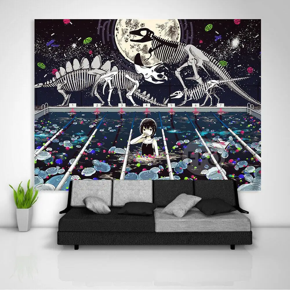 Японское аниме гобелен на стену кавайный Декор для комнаты полиэстер эстетика