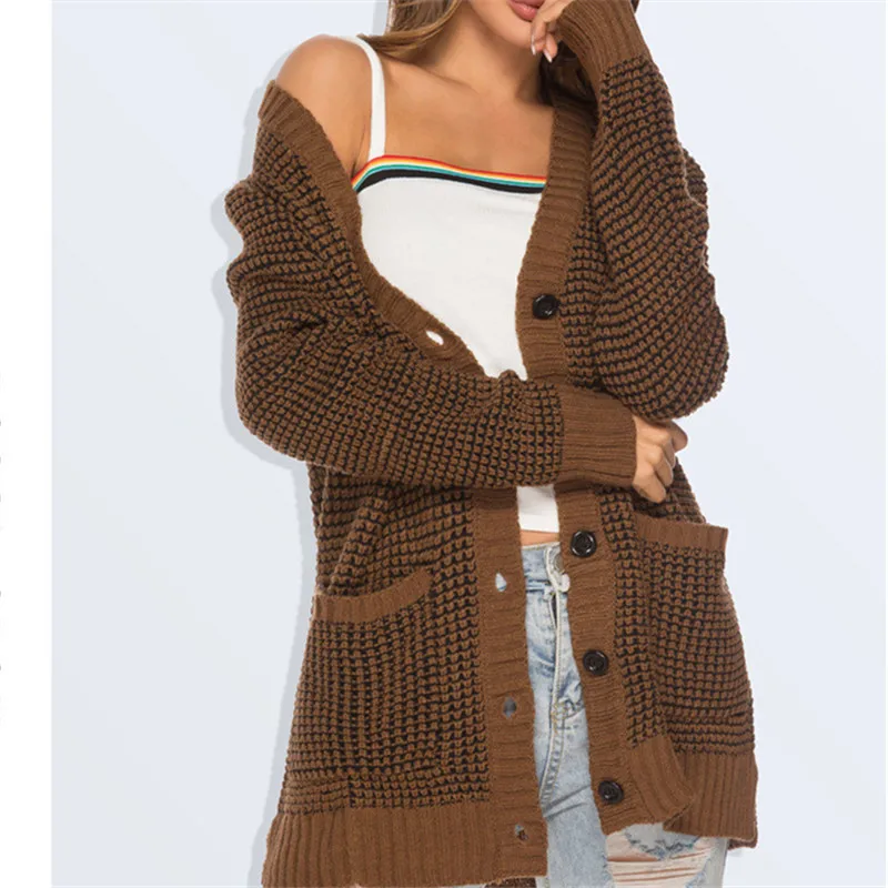 

Womens Sweaters 2020 Autumn Korean Cardigan Casual Knit Fashion Women Long Cardigan Pockets