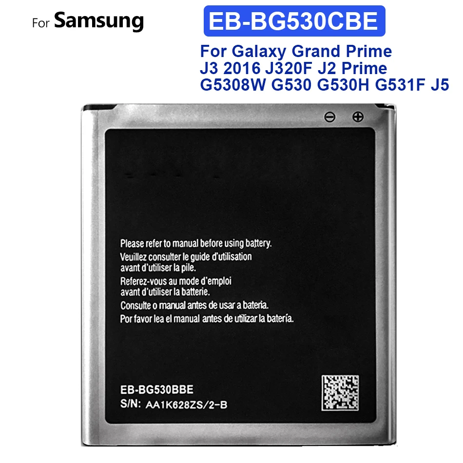 

Аккумулятор EB-BG531BBE EB-BG530CBE мА · ч для Samsung Galaxy Grand Prime J3 2600, J320F, j2 prime, j2prime, G5308W, G530, G530H, G531F