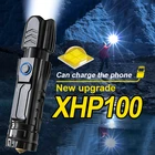 Суперъяркий светодиодный фонарик XHP100, фонарик с USB-зарядкой, тактический фонарь XHP90, фонасветильник для кемпинга 18650 с нижним коническим наконечником
