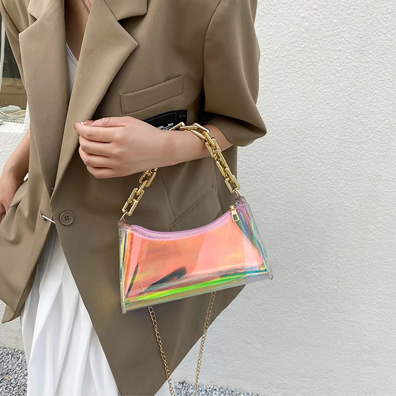 

2021 Summer Female Cosmetic Bag Portable Large-capacity Ins Net Colorful Messenger Storage Bag Women's Shoulder Messenger Bag
