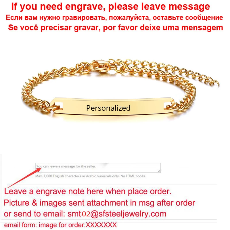 personalized gold Персонализированные детские браслет-цепочка Нержавеющая сталь цвета: золотистый, серебристый тон регулируемый лазерной гравировки для мальчиков и девочек имя, сообщение - Окраска металла: personalized gold