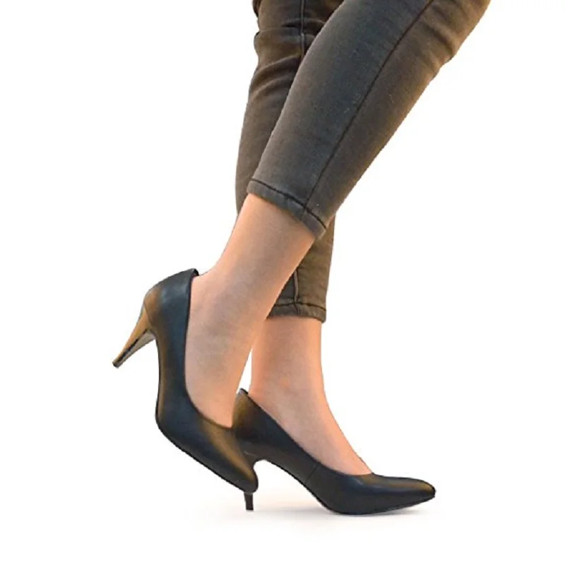 Женские туфли-лодочки с миндальным носком на тонком каблуке | Обувь