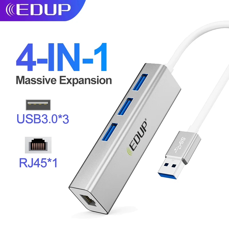 

EDUP USB C HUB 1000Mbps 3 Ports USB 3.0 Type C HUB USB to Rj45 Gigabit Ethernet Adapter for MacBook Laptop Computer Accessories