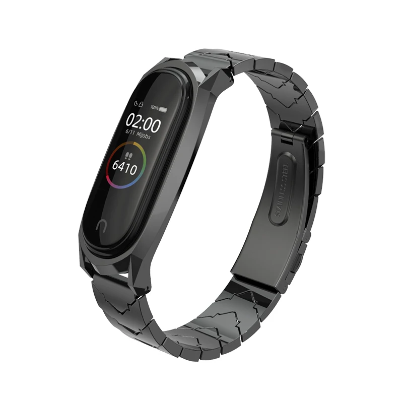 Mi band 4 ремешок для Xiaomi mi ремешок 4 ремешок mi и 3 металлический браслет умный ремешок для часов Безвинтовой браслет из нержавеющей стали