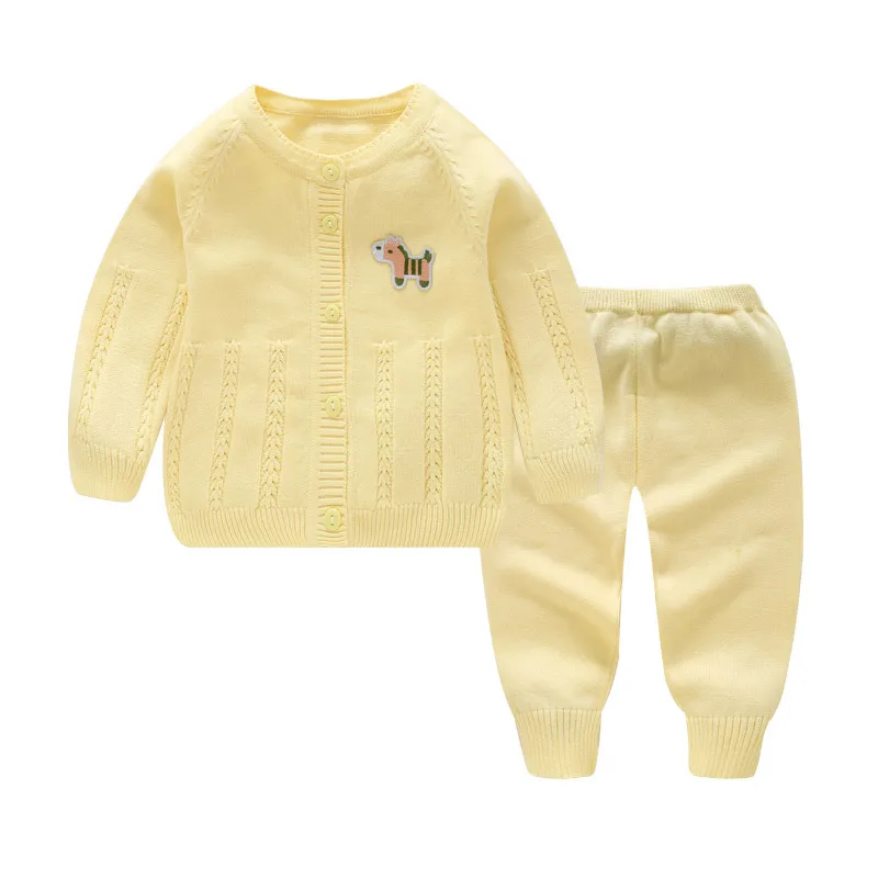 Зимний теплый вязаный свитер для маленьких девочек комплект одежды малышей