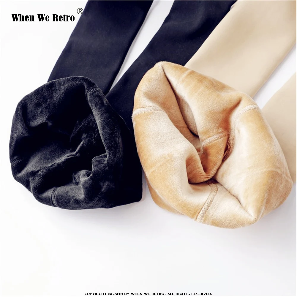 Когда мы ретро теплые женские эластичные бархатные зимние леггинсы до щиколотки