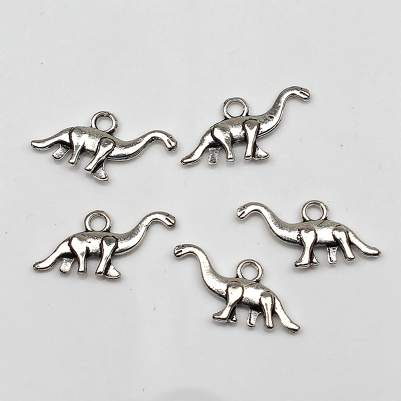 Подвески в виде динозавра бронтозавра 8 шт. 27*12 мм АНТИЧНЫЙ ТИБЕТСКИЙ Серебристый