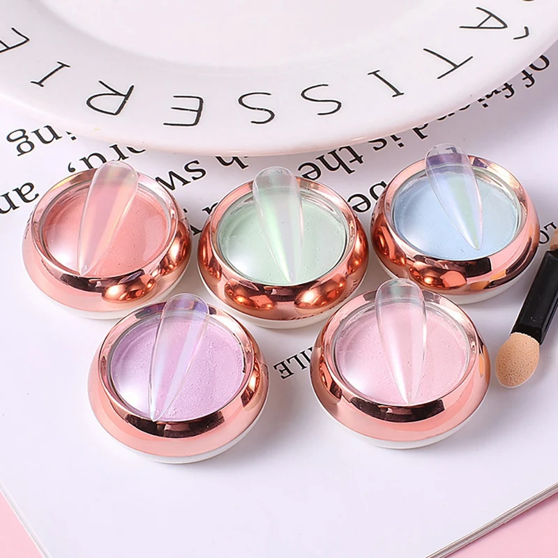 

12Pcs Aurora Nail Glitter Powders Pearl Shimmer Pigment Mirror Rub Dust Brush Dipping Chrome Nail Art Decor Manicure