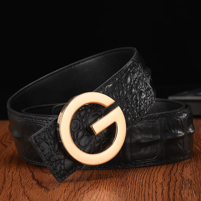 New Leather Belt for Men G Smooth Buckle  Fashion High Quality Male Men Jeans Belt Metal Smooth Buckle Leisure Waist Belts