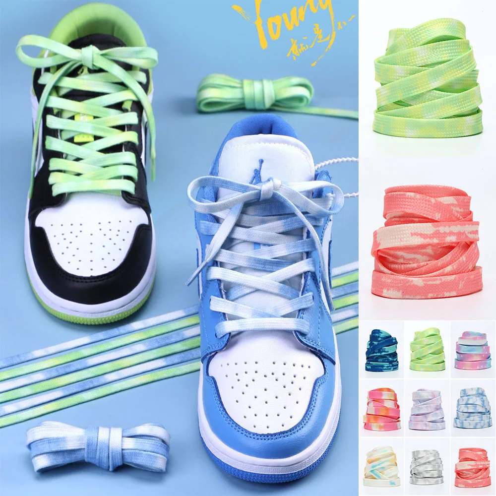 

1 Pair Color Tie Dyed Shoelaces Canvas Leisure Time aj1 Air Force One Men's Sports Shoes Adaptation Women's Fashion 9 Colors