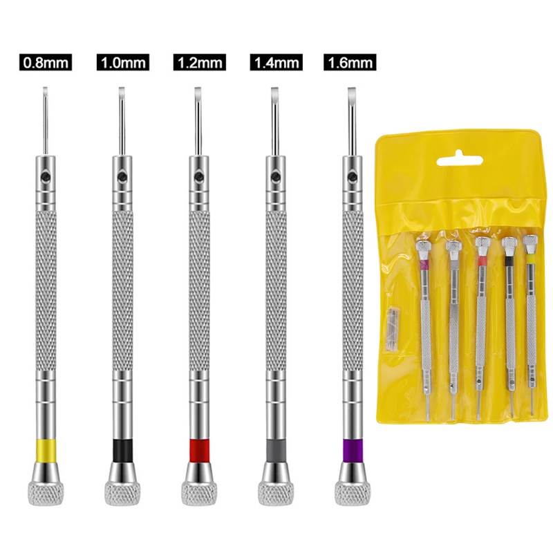 

5pcs/lot Mini Screwdriver Set 0.8mm 1.0mm 1.4mm 1.6mm Slotted Screw Driver Home DIY Hand Repair Tools