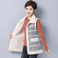 women winter vests grain fleece jacket 2020 new vest plaid sleeveless jacket female winter waistcoat