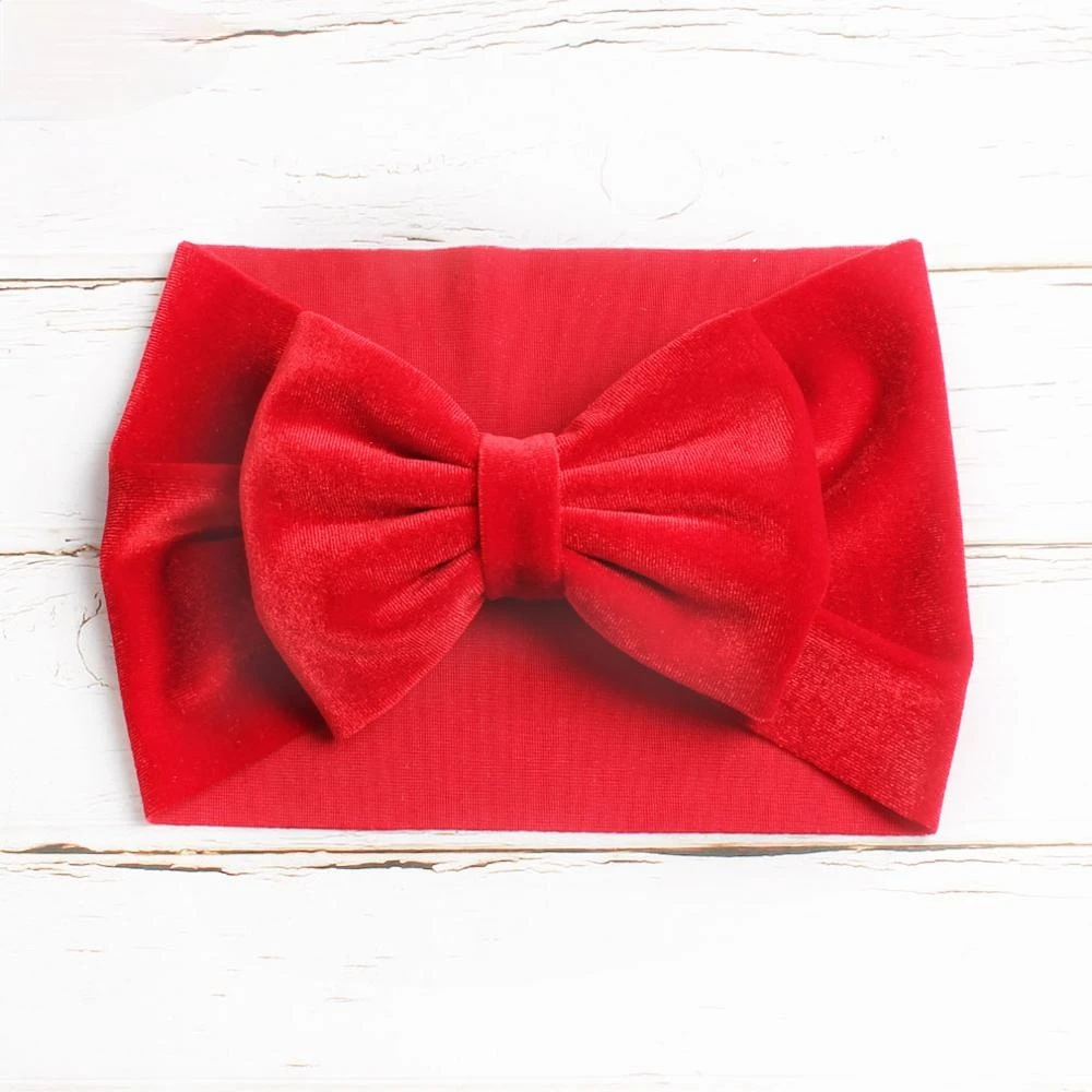 

Newborn Baby Velvet Headband Hair Bows Spring Wide Warm Hair Bands Hair Accessories For Girls Bow Headwrap Party