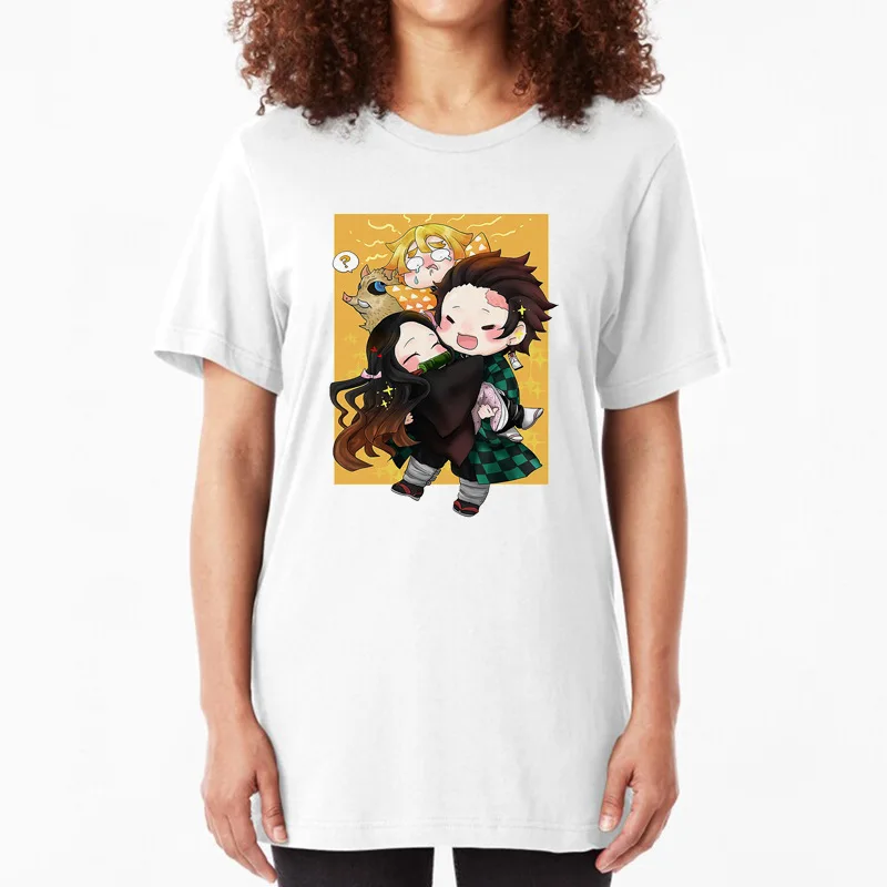 

WK T-Shirts Casual Demon Slayer Tanjirou Nezuko Inosuke Japanese Streetwear Short Sleeve T Shirt Men Women Anime Manga