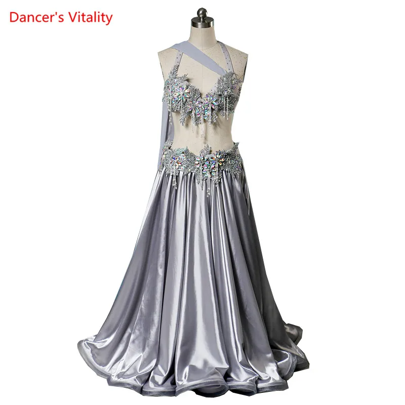 Костюм для танца живота полностью бюстгальтер с бриллиантами атласная большая