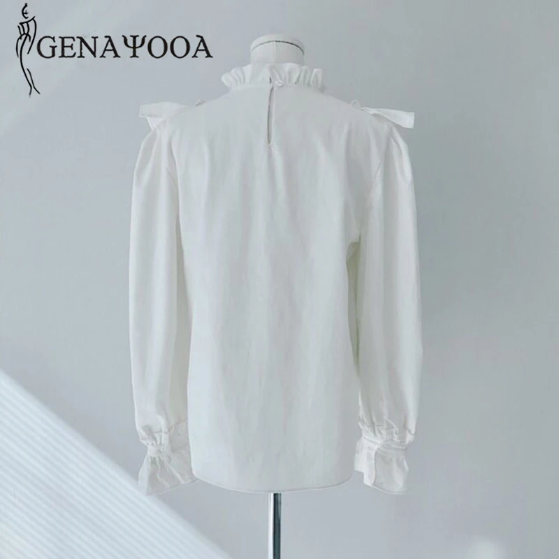 

Genayooa Womens Tops And Blouses Vintage Blouse Women Long Sleeve Shirts Patchwork Casual Womens Tops For Party Korean Style