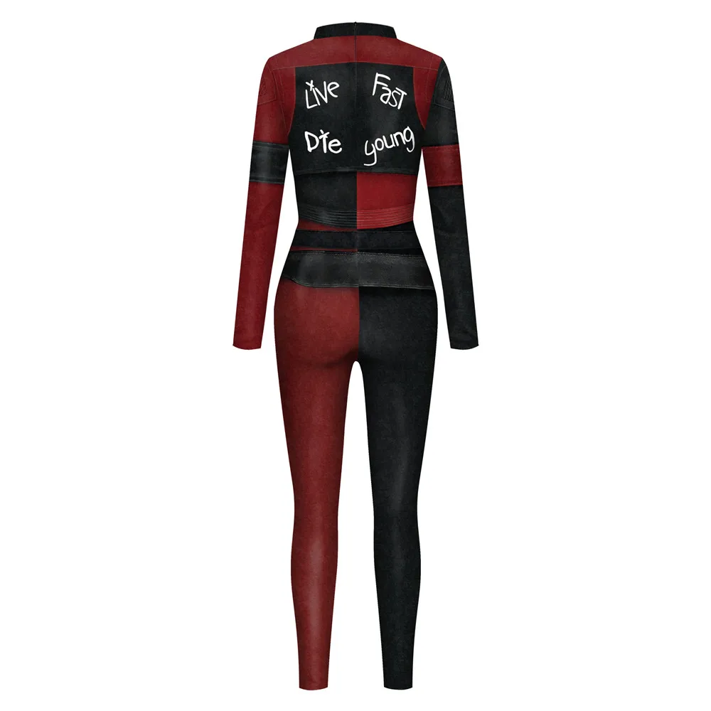 FCCEXIO The Party Series Cosplay Policewoman Print Jumpsuit  Long Sleeve Sexy Women Skinny Jumpsuit Elastic Bodysuits