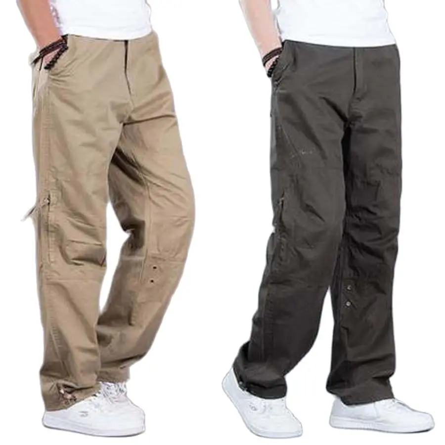 

Cargo Pocket Pants Men Loose Straight Hip Hop Long Trousers Autumn Winter Cotton Mens Joggers Wide Leg Big Size S-3XL