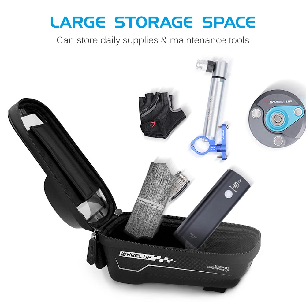 Bike Frame Bag Front Tube Bicycle Handlebar with Touchscreen Phone Case Holder | Спорт и развлечения