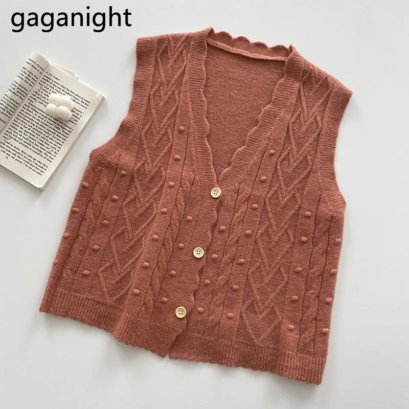 

Gaganight Knitted Women Sweater Vest Solid Single Breasted Tanks Spring Autumn New Arrvals Camisole Casual Fashion Tops Dropship