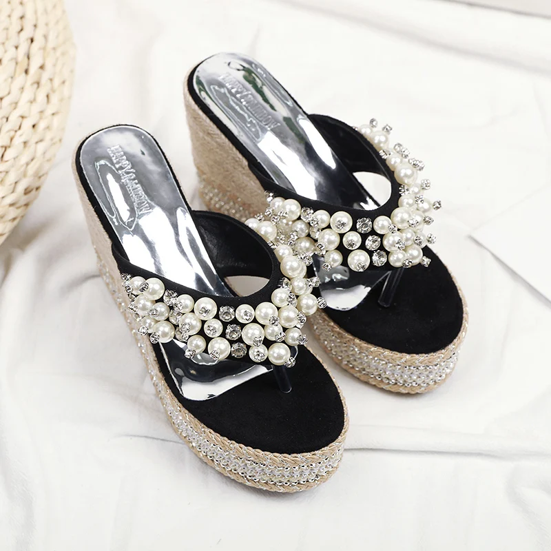 2019 г. женские брендовые сандалии со стразами шлепанцы с плетением из веревки и