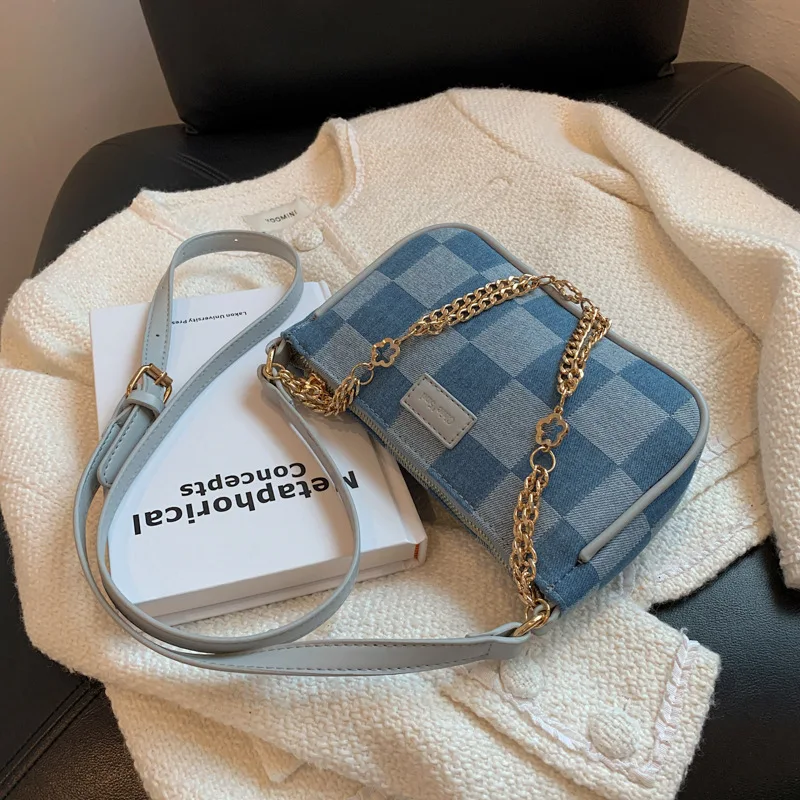 

Fall New Women Grid Lattice Handbags Fashion Letter Mujer Shoulder Crossbody Purses 2021 Casual Leisure Chain Checkered Bolsa