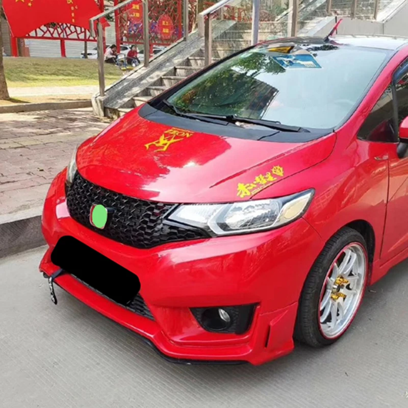 

Body Kit Front Bumper Cover Refitting Grill Accessories Honeycomb Style Racing Grille Use For Honda Jazz Fit 2014--2017 Year