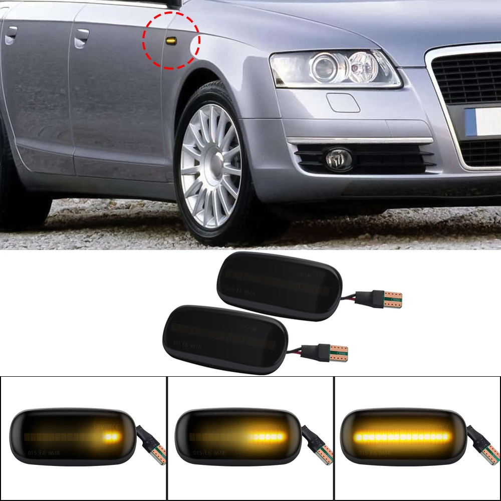 2 шт. Янтарный динамический Боковой габаритный фонарь светильник для Audi