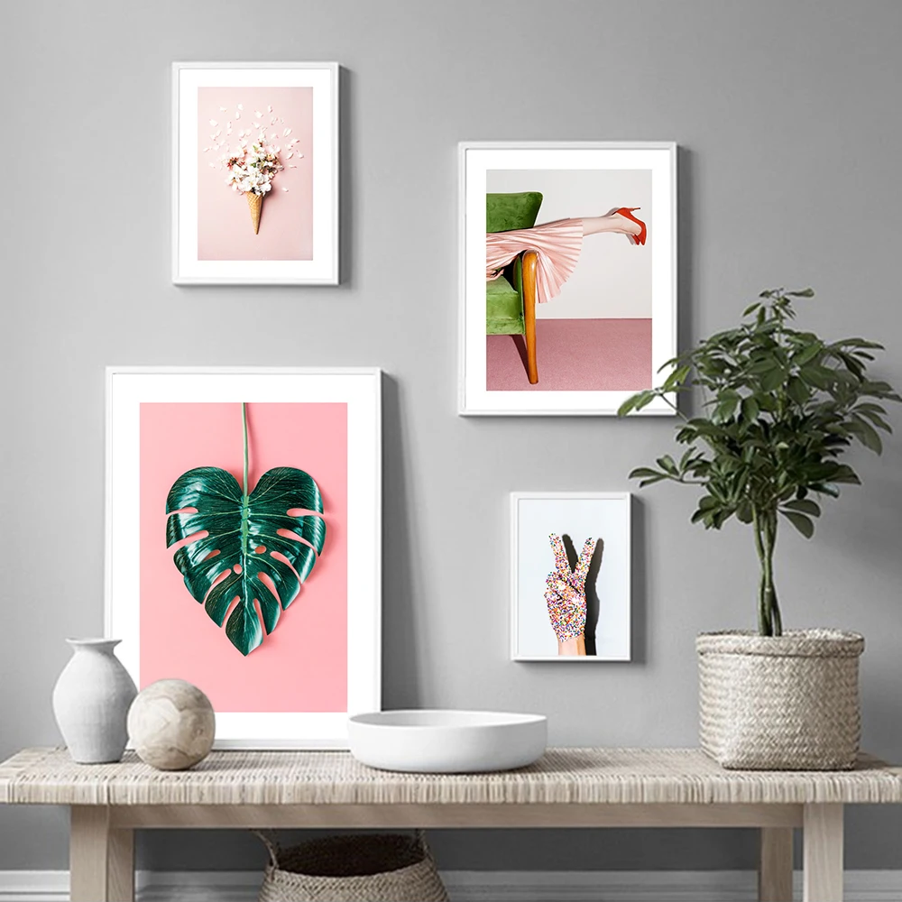 

Nordic Candy Plant Wall Art Canvas Painting Pink Style Posters and Prints Decorative Simple Picture Modern Home Room Decoration