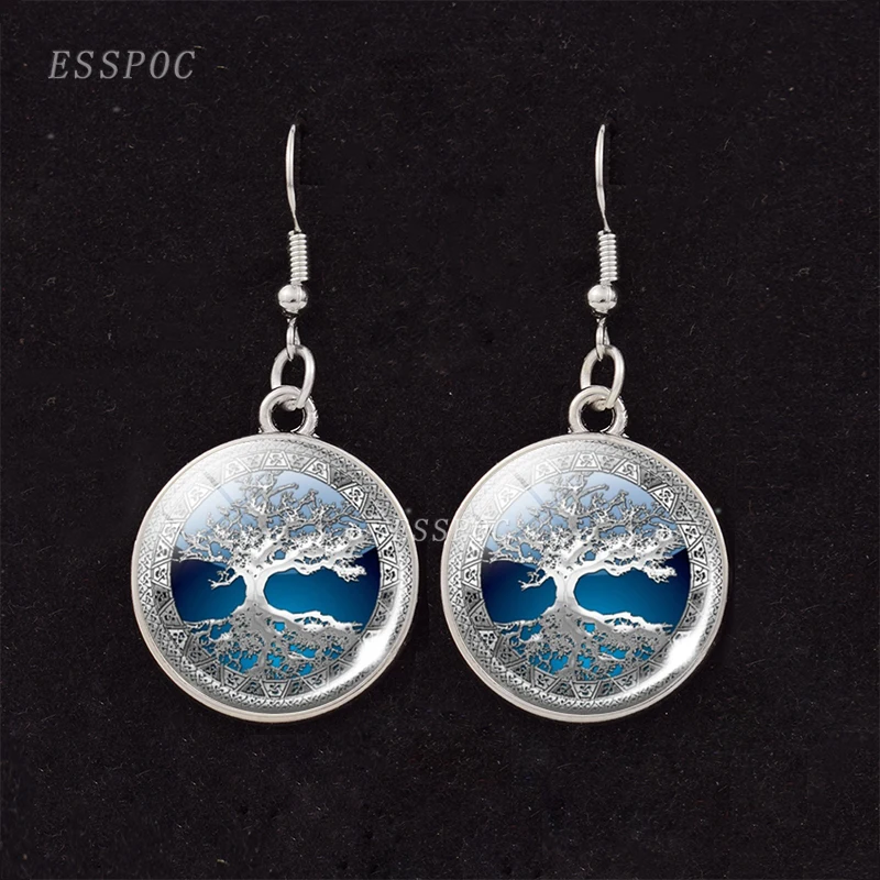Дерево жизни стекло кабошон Висячие Серьги серьги ювелирные изделия подарки для