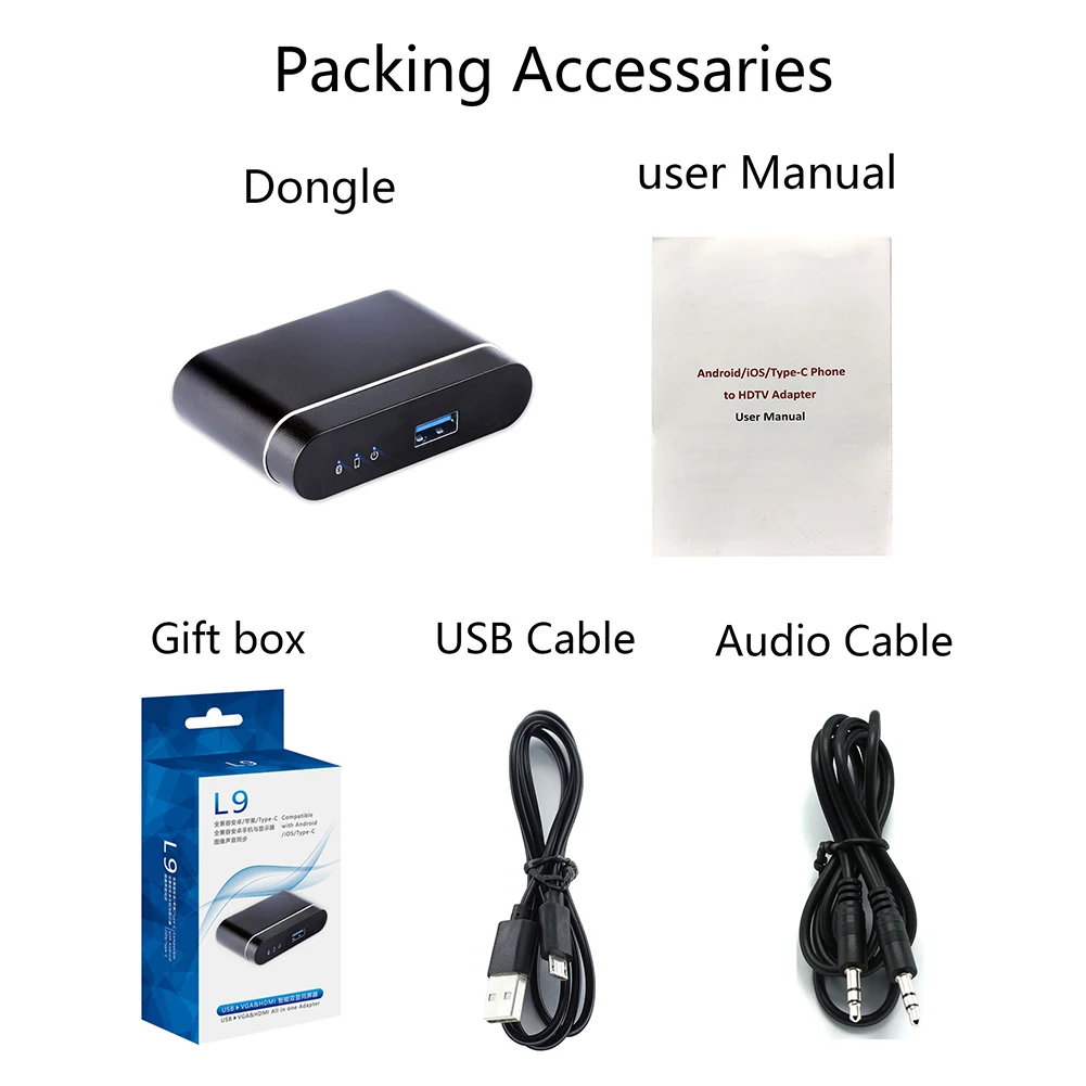 

1080P HDTV Mirroring Adapter WiFi Wireless Display Phone to TV Dongle HDMI-Compatible Video Adapter for Android iOS