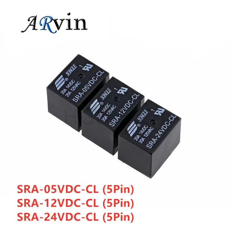 5 шт. В 12 24 постоянного тока 20A DC Мощность реле SRA 05VDC CL 12VDC 24VDC 5Pin PCB Тип в наличии