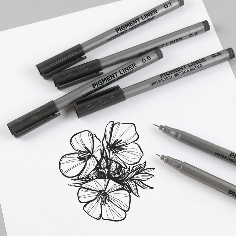 

9Pcs/Set Profession Pigment Liner Micron Ink Art Marker Pen for Sketch Drawing Comics Micron Liner Brush Hook Line Pens Supplies