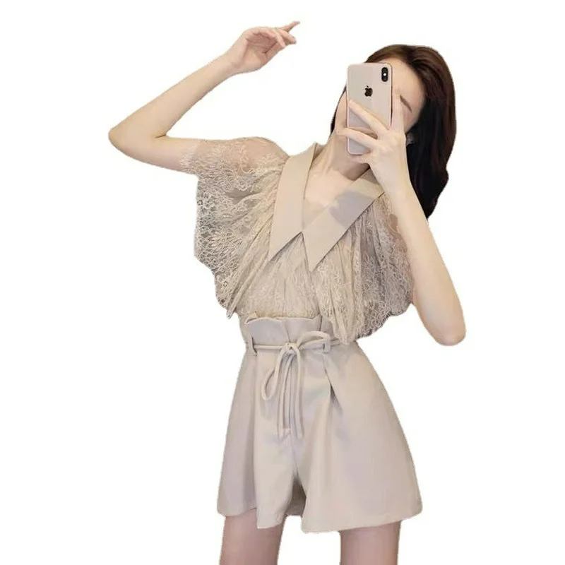 

Yujie Light Mature Style Suit Women's Summer 2021 Foreign Style New Age Reducing Wide Leg Pants Two Piece Set S-XL Clothing