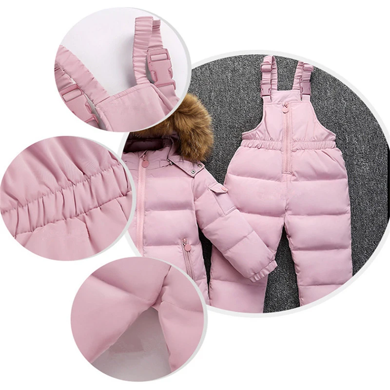 Комплект детской зимней пуховой одежды из 2 предметов пальто + комбинезон теплый