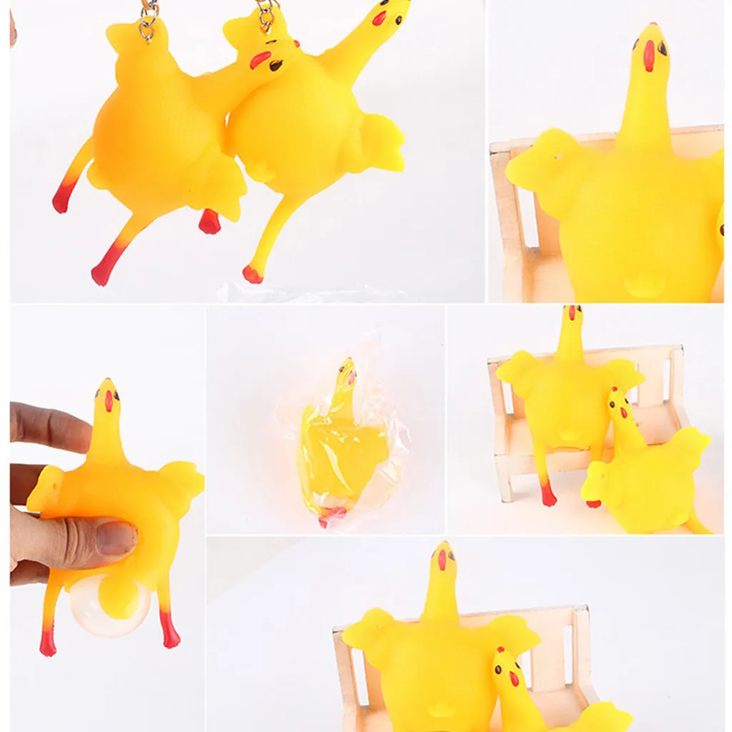Novelty children's toys pranks practical jokes funny mischievous chicken anti-stress chicks laying hens keychain gift |