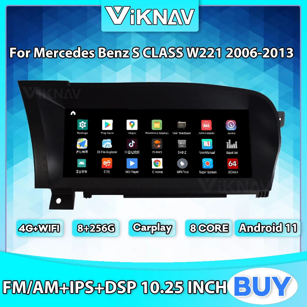 

Автомагнитола на Android 11 для Mercedes Benz S CLASS W221 2006-2013, Автомагнитола для Carplay, DVD, мультимедийный автомобильный плеер, видео, GPS-навигация, 2din