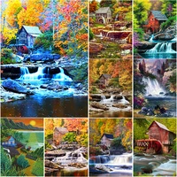 5d diy landscape diamond painting scenery house diamond embroidery cross stitch full square round drill manual gift home decor