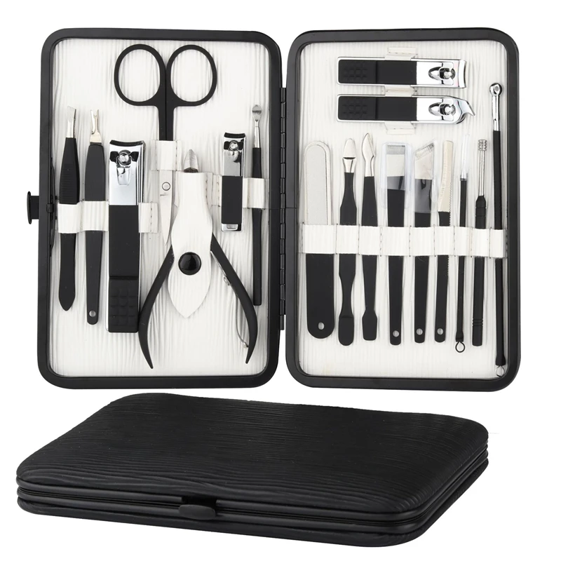 

18 PCS Nail Clippers Professional Manicure set Stainless steel Nail cutter scissor Hight Quality Nail tools set Cuticle Nipper